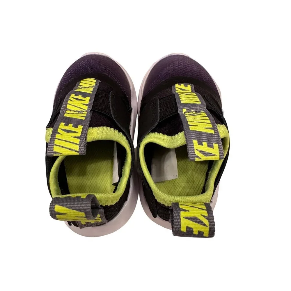Nike Flex Runner Size 4 Child Infant Sneaker Black Neon NWOB